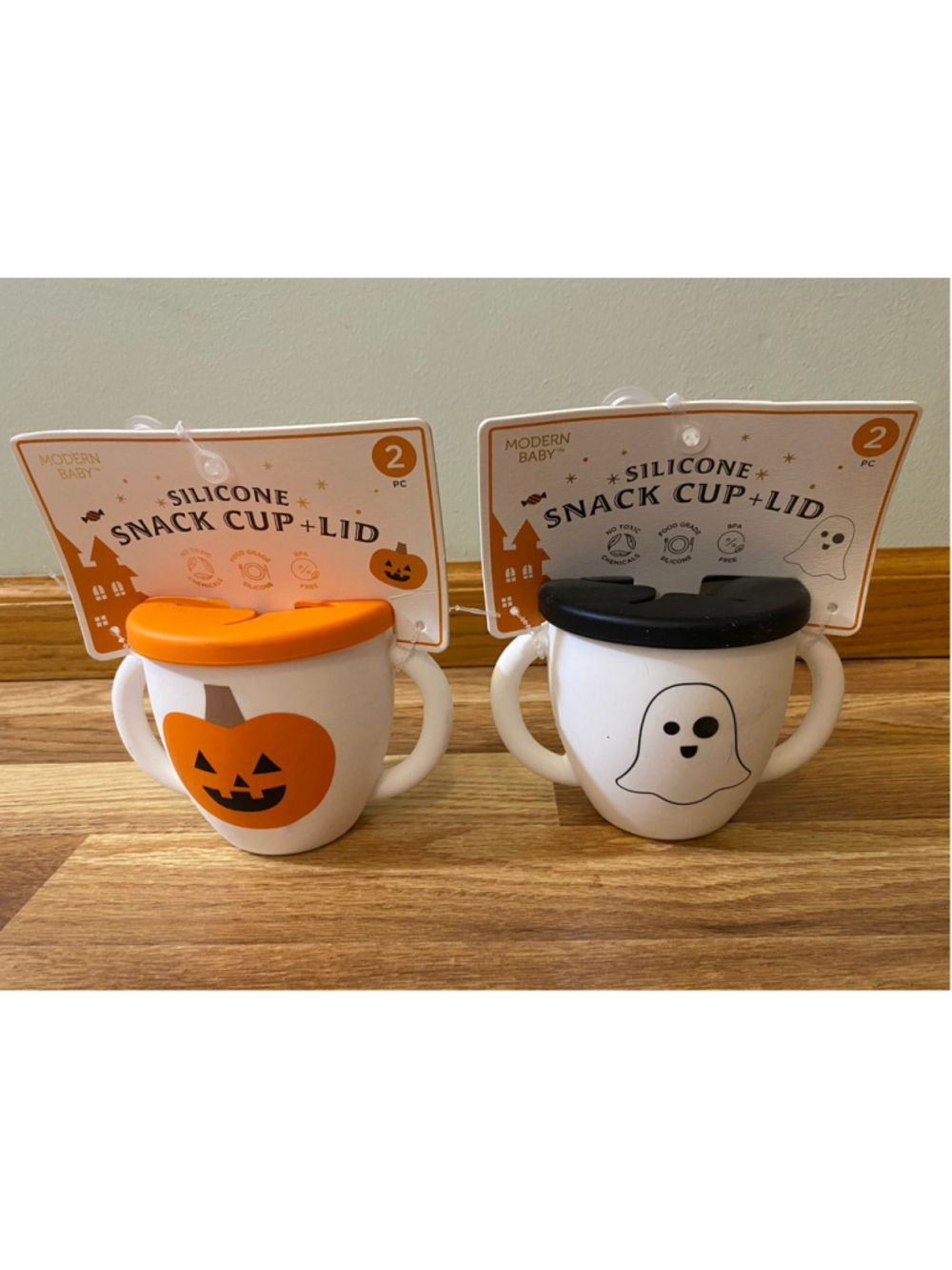 Modern Baby Unisex Snack Cup Set One Size White Orange Black